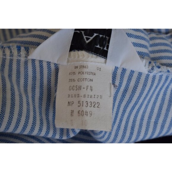 Vintage 80s‎ Striped Poly/Cotton Womens Shirt size 10 - Picture 6 of 10